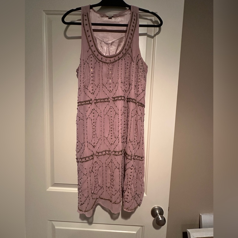 Fossil Lavender Beaded Sleeveless Shift Dress